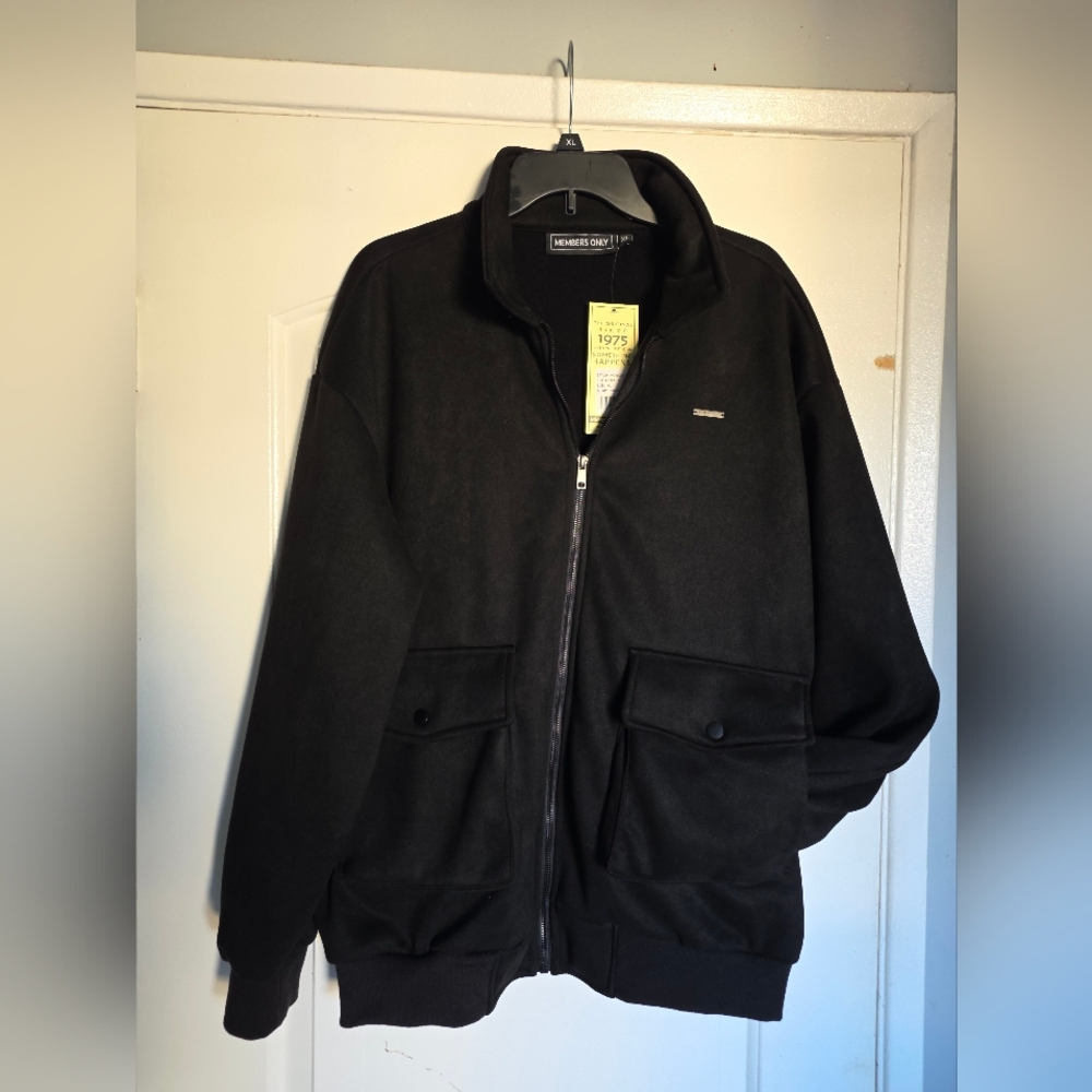 Men's Jacket Pilot Faux Suede Sherpa XL Black
